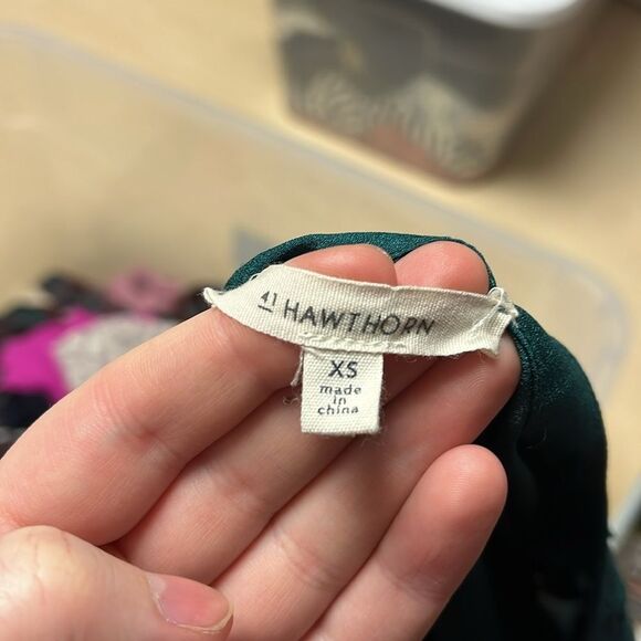 41 Hawthorn Green 3/4 sleeve button down v neck blouse - Picture 2 of 2